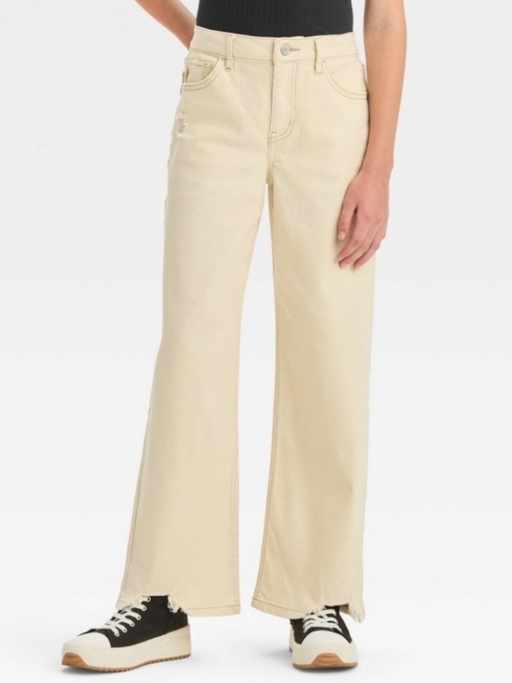 Art Class Girls’ High Rise Straight Leg Baggy Jeans - Quiet Cream